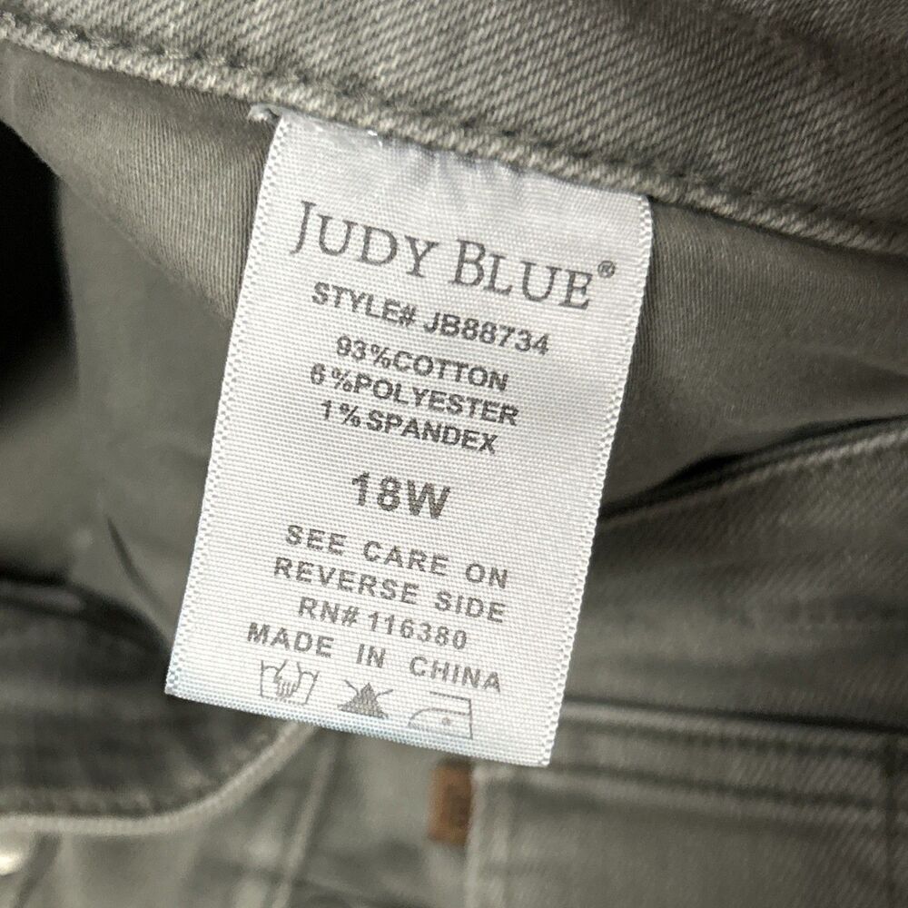 Judy Blue Wide Leg Crop Jeans Womens 18W Green Denim Garment Dyed Stretch - Picture 6 of 10